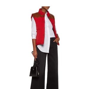 Maje red Reversible Quilted Checked Flannel Vest